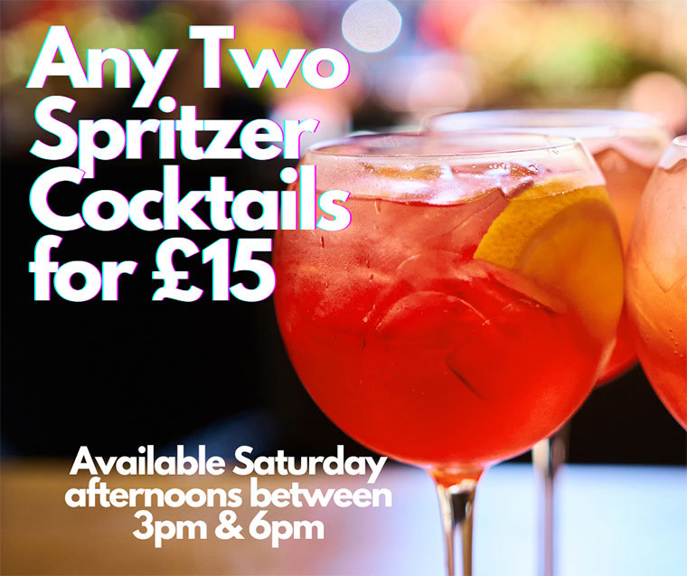 Any Two Spritzer Cocktails for £15
